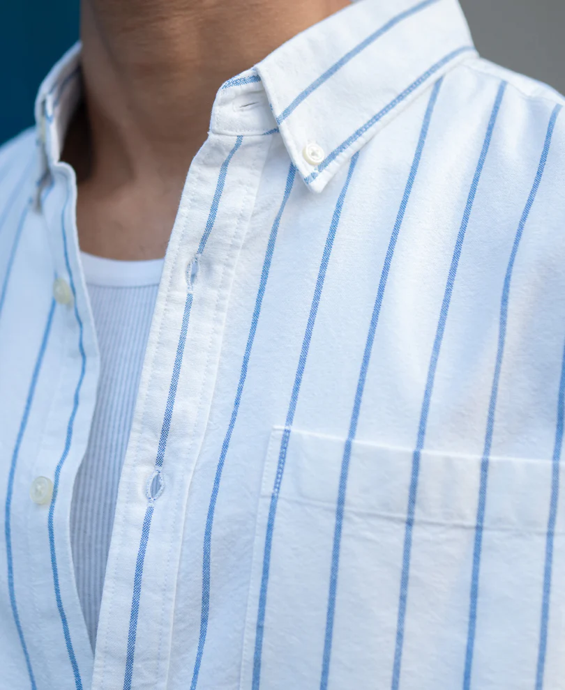 White Oxford Stripe Shirt 100% Cotton - Image 5
