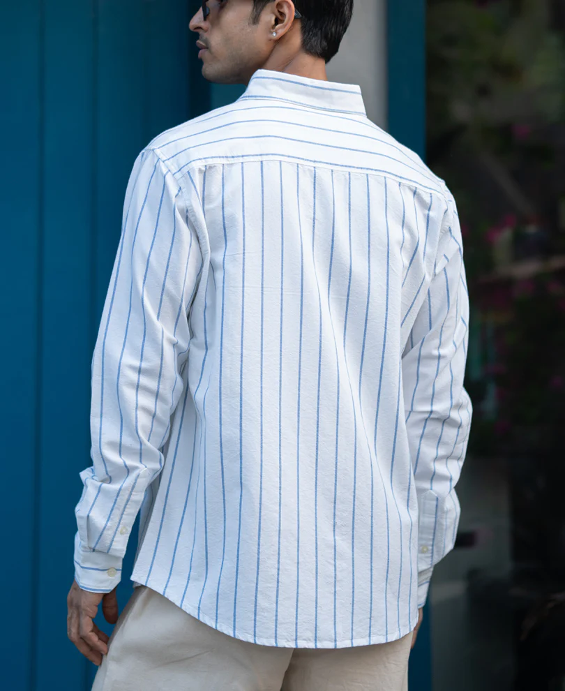 White Oxford Stripe Shirt 100% Cotton - Image 6