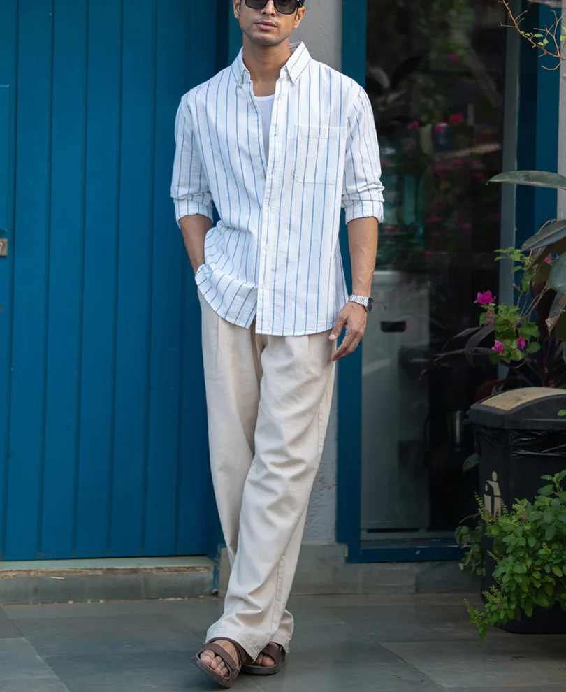 White Oxford Stripe Shirt 100% Cotton - Image 7