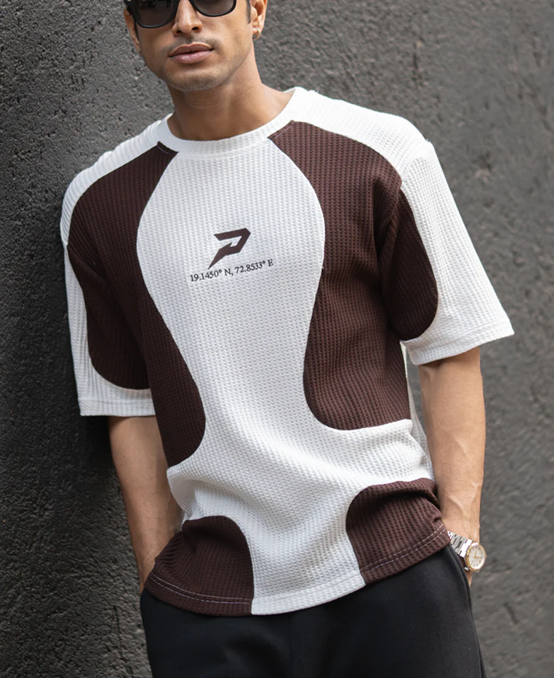 White Panelled Embroidered Tshirt - Image 2
