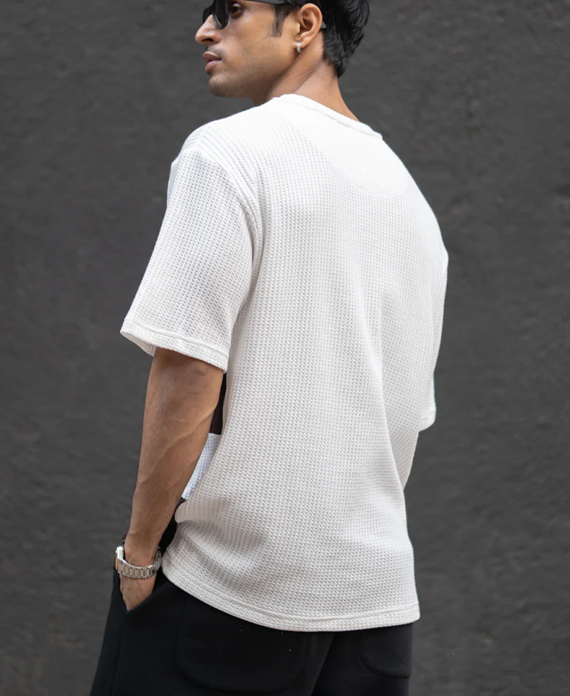 White Panelled Embroidered Tshirt - Image 5