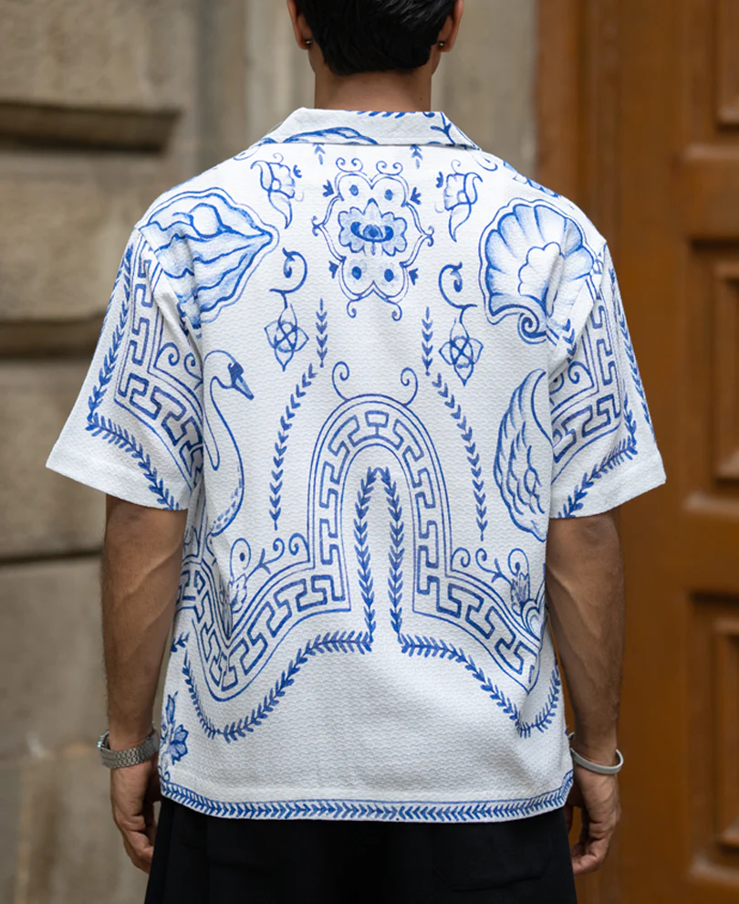 White Printed Structured Shirt 100% Cotton - Image 6