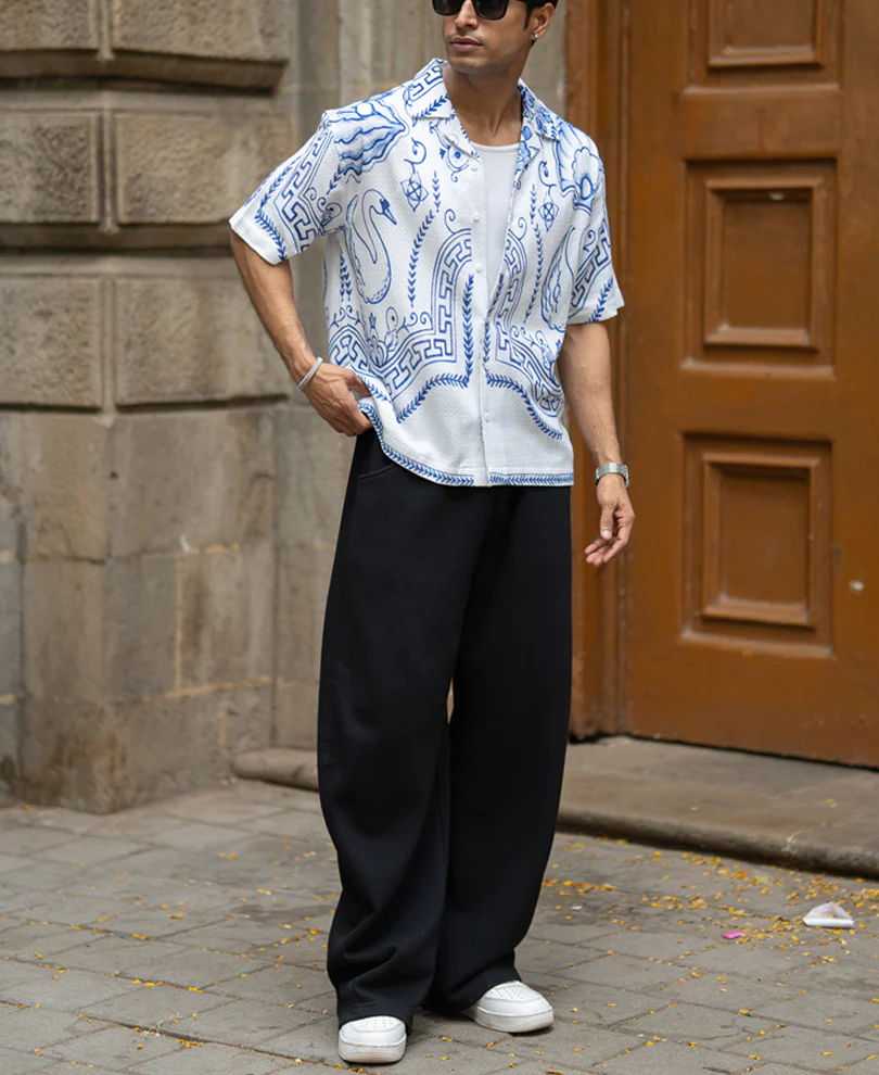 White Printed Structured Shirt 100% Cotton - Image 7
