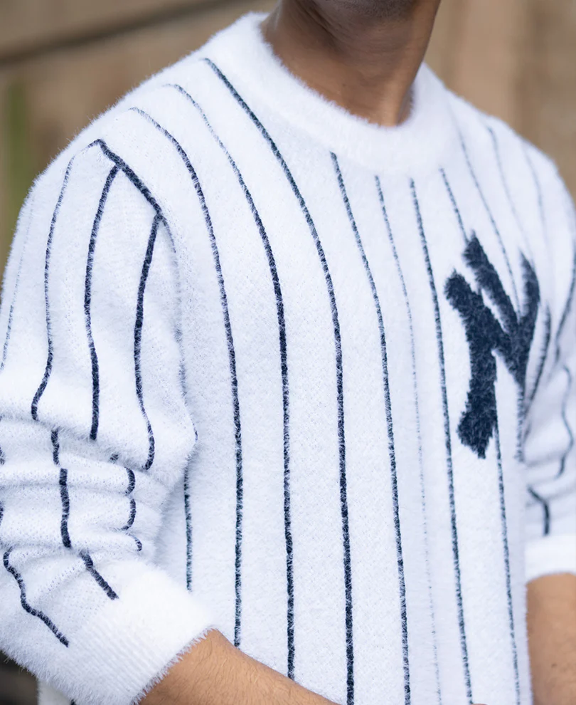 White Striped Fuzzy T-Shirt - Image 3
