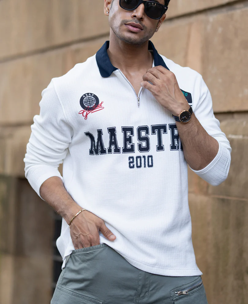 White Structured Printed T-Shirt - Image 2