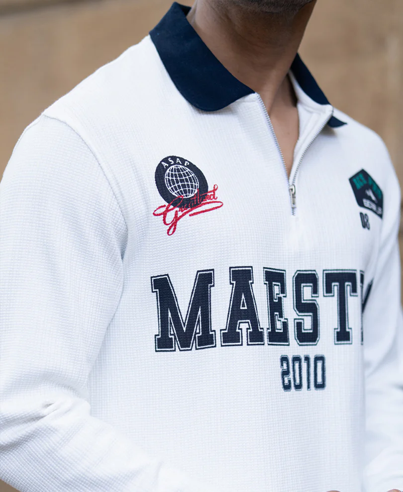White Structured Printed T-Shirt - Image 4