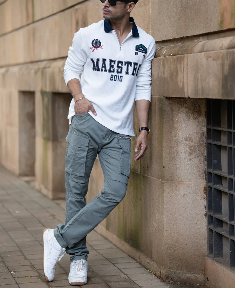 White Structured Printed T-Shirt - Image 7
