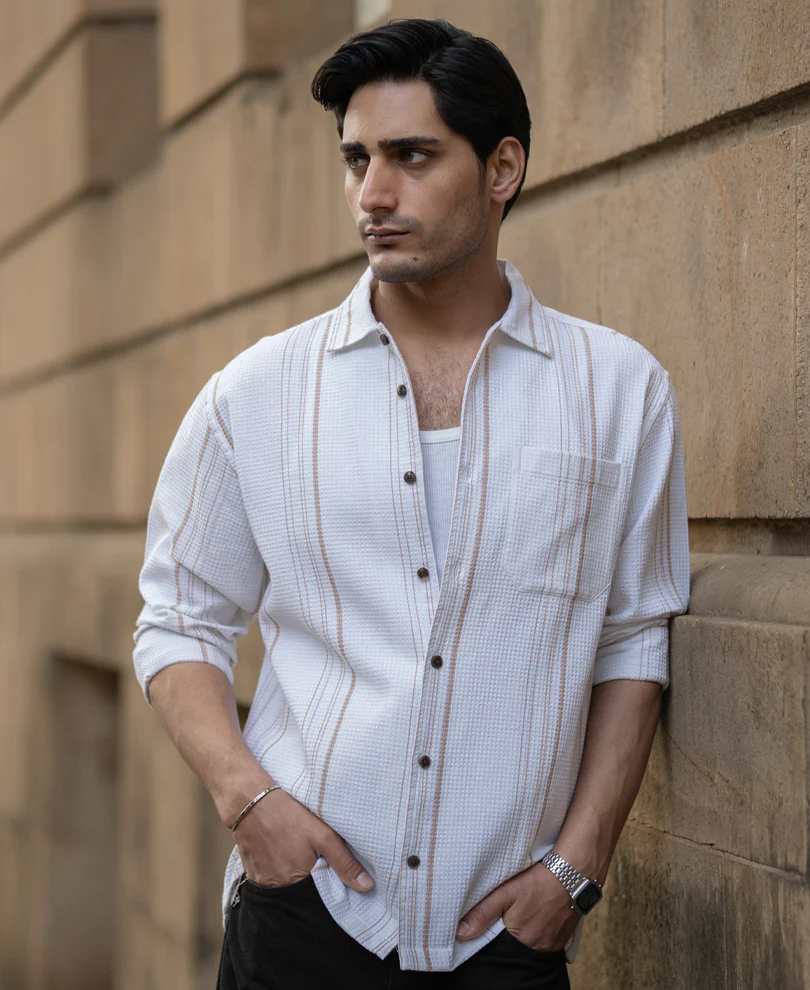 White Structured Striped Shirt 100% Cotton - Image 2