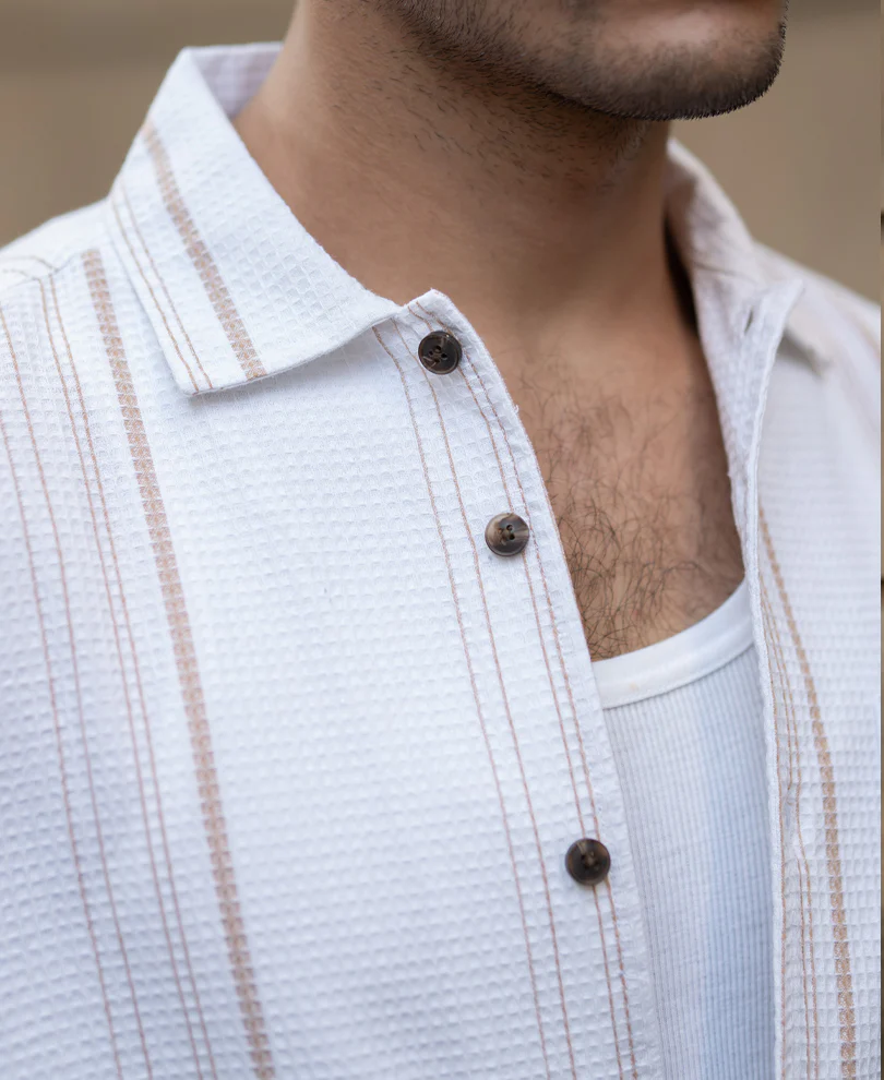 White Structured Striped Shirt 100% Cotton - Image 5
