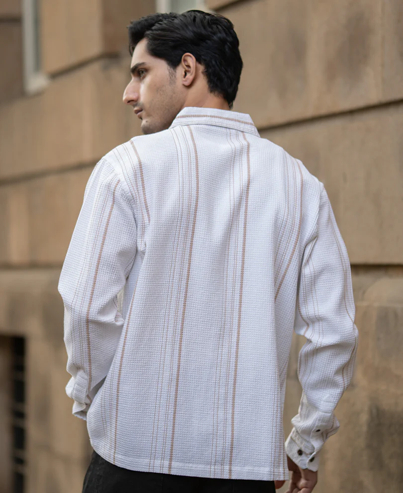 White Structured Striped Shirt 100% Cotton - Image 6