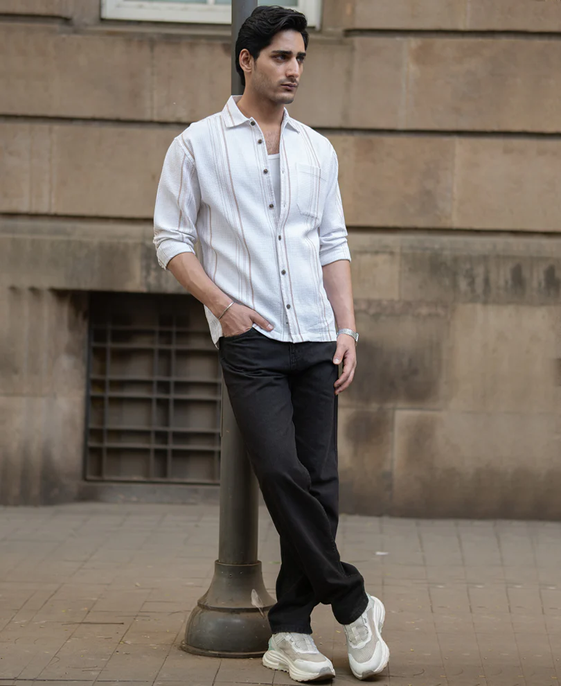 White Structured Striped Shirt 100% Cotton - Image 7