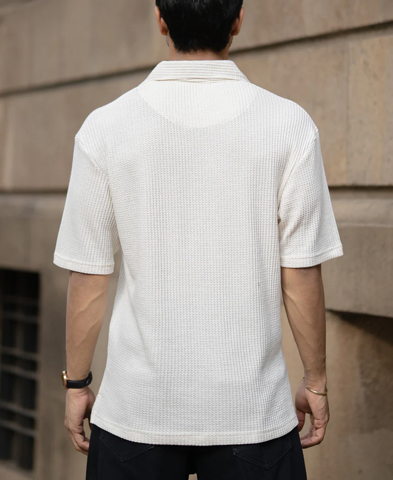 White Zipper Polo With Pockets - Image 5