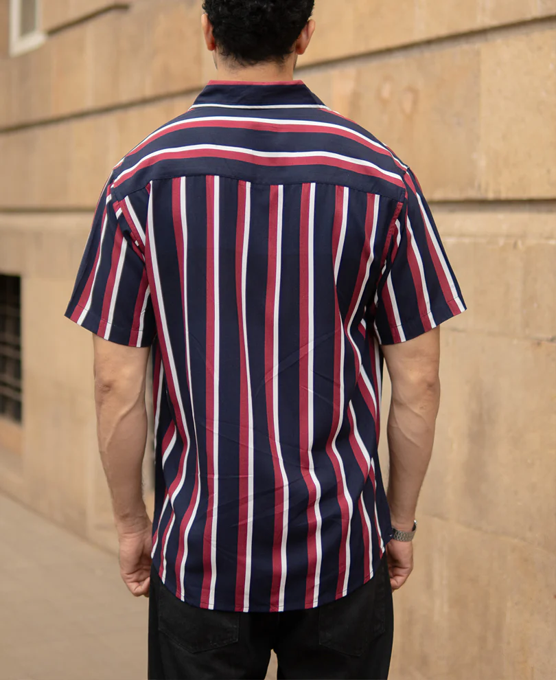 Wine And Navy Striped Shirt - Image 5