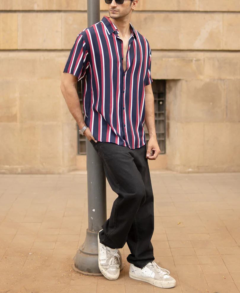 Wine And Navy Striped Shirt - Image 6