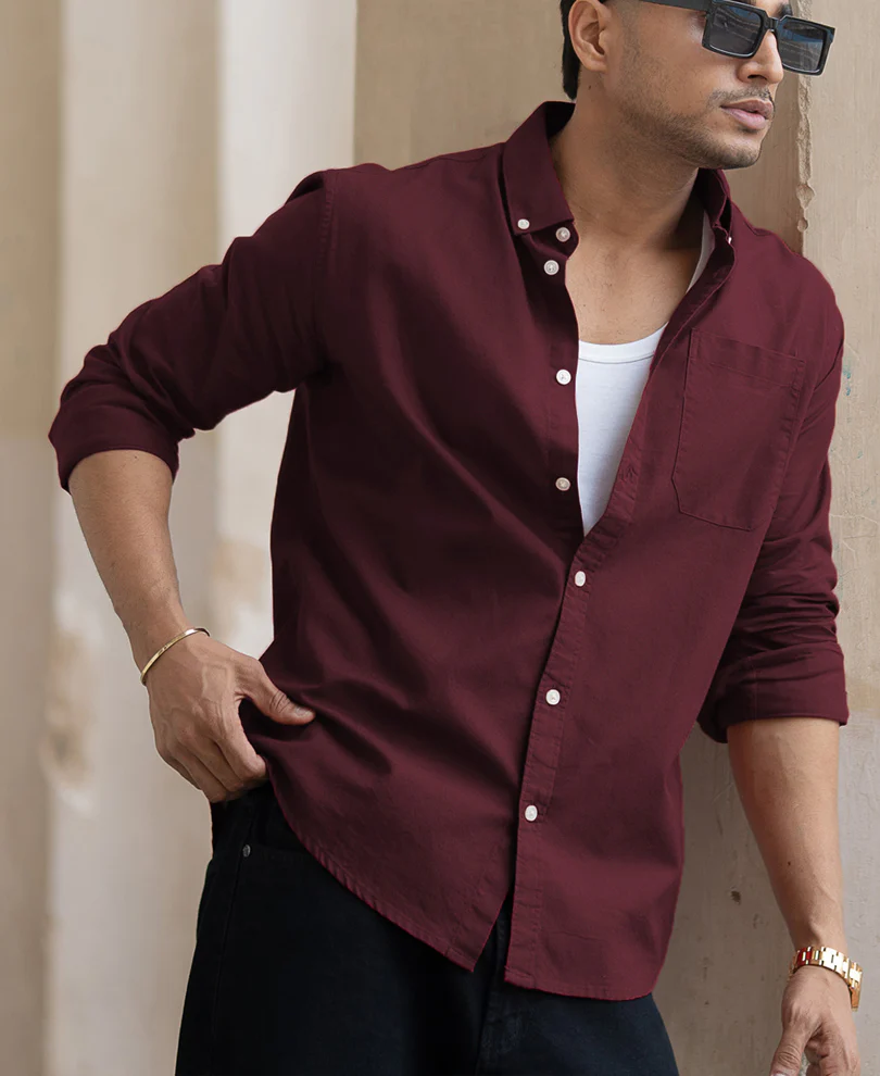 Wine Oxford Shirt 100% Cotton - Image 2