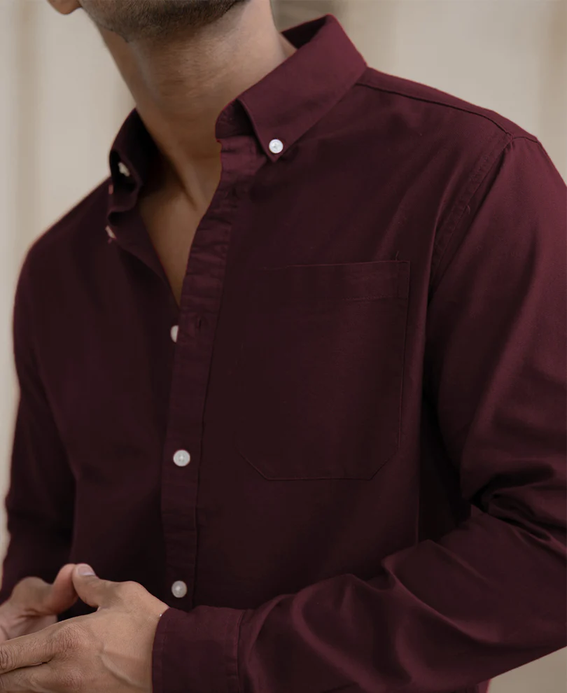 Wine Oxford Shirt 100% Cotton - Image 3