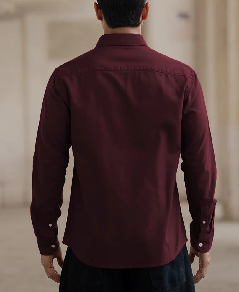 Wine Oxford Shirt 100% Cotton - Image 4