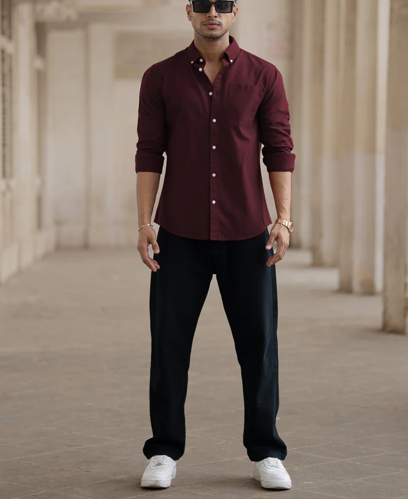 Wine Oxford Shirt 100% Cotton - Image 5