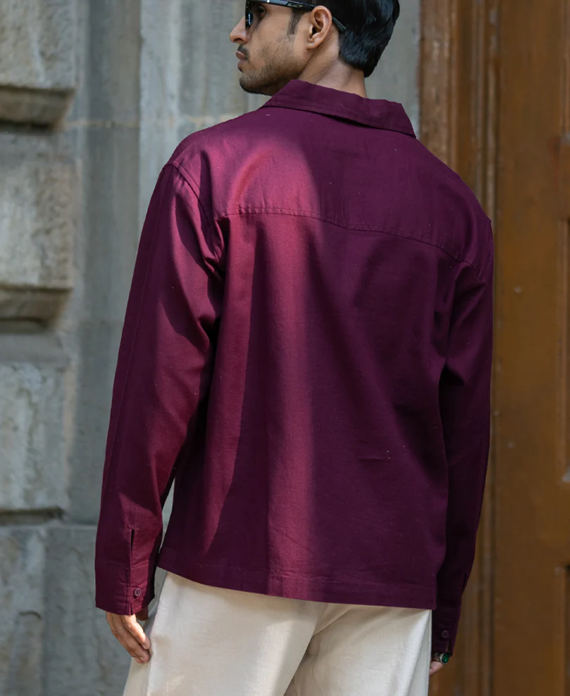 Wine Lightweight Structured Kurta Shirt 100% Cotton - Image 5