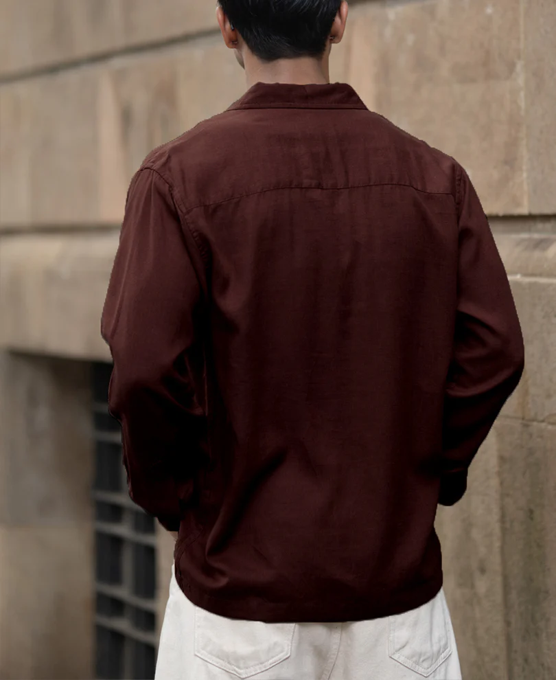 Wine Linen Double Pocket Shirt - Image 6