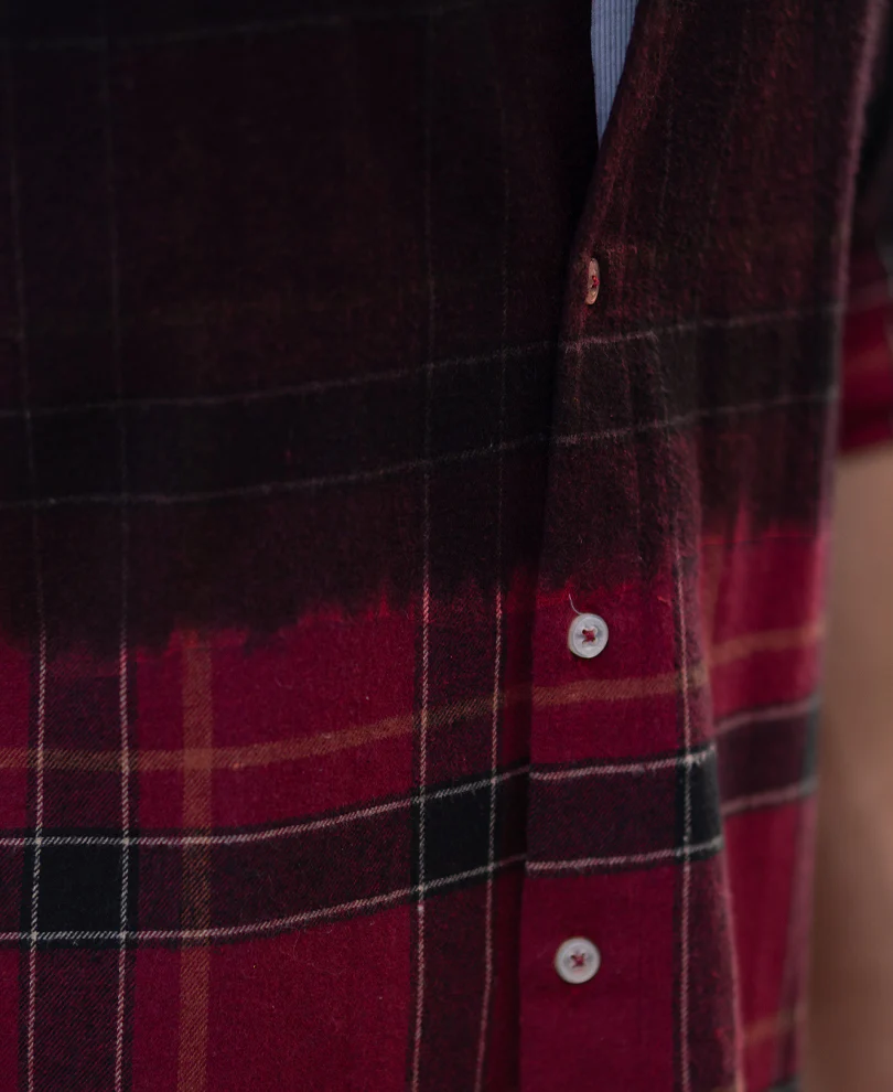 Wine Ombre Checks Shirt - Image 4