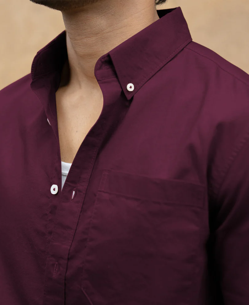 Wine Oxford Shirt 100% Cotton - Image 4