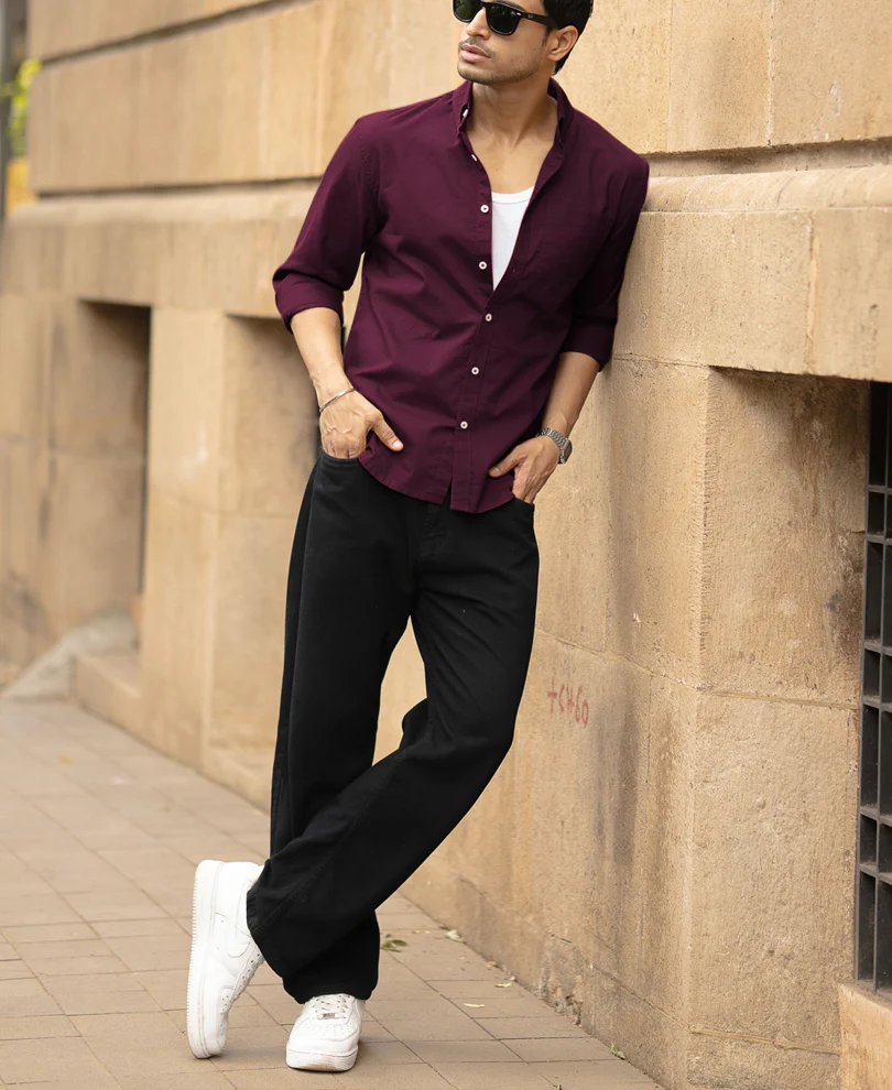 Wine Oxford Shirt 100% Cotton - Image 6