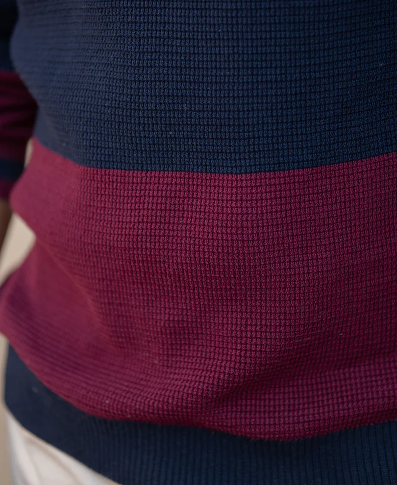 Wine Stripe Knit T-Shirt 100% Cotton - Image 5