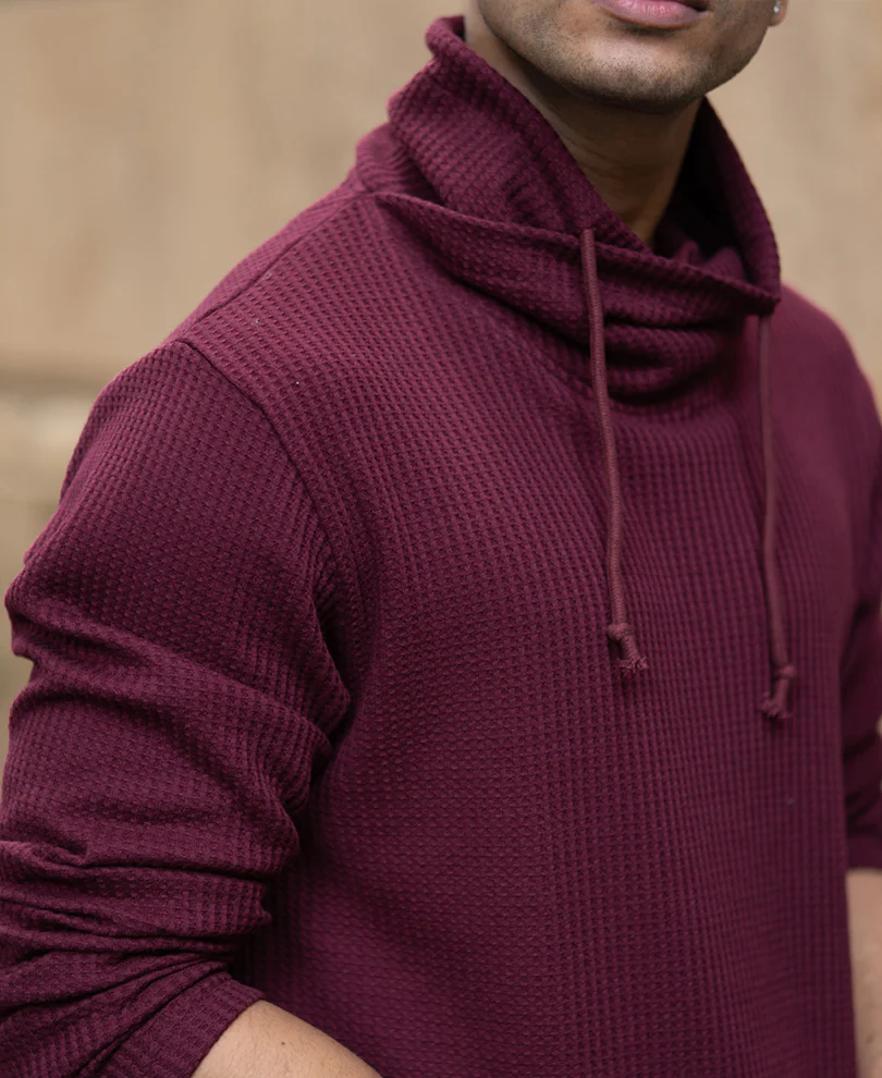 Wine Structured High Neck T-Shirt - Image 3