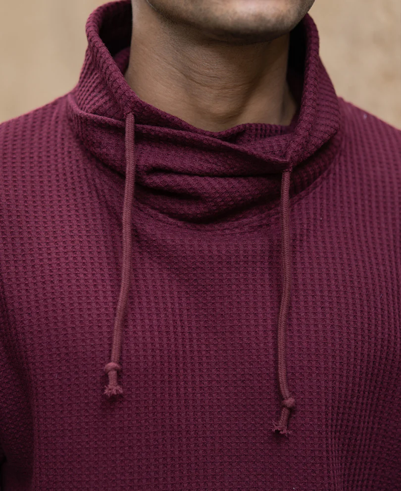 Wine Structured High Neck T-Shirt - Image 4