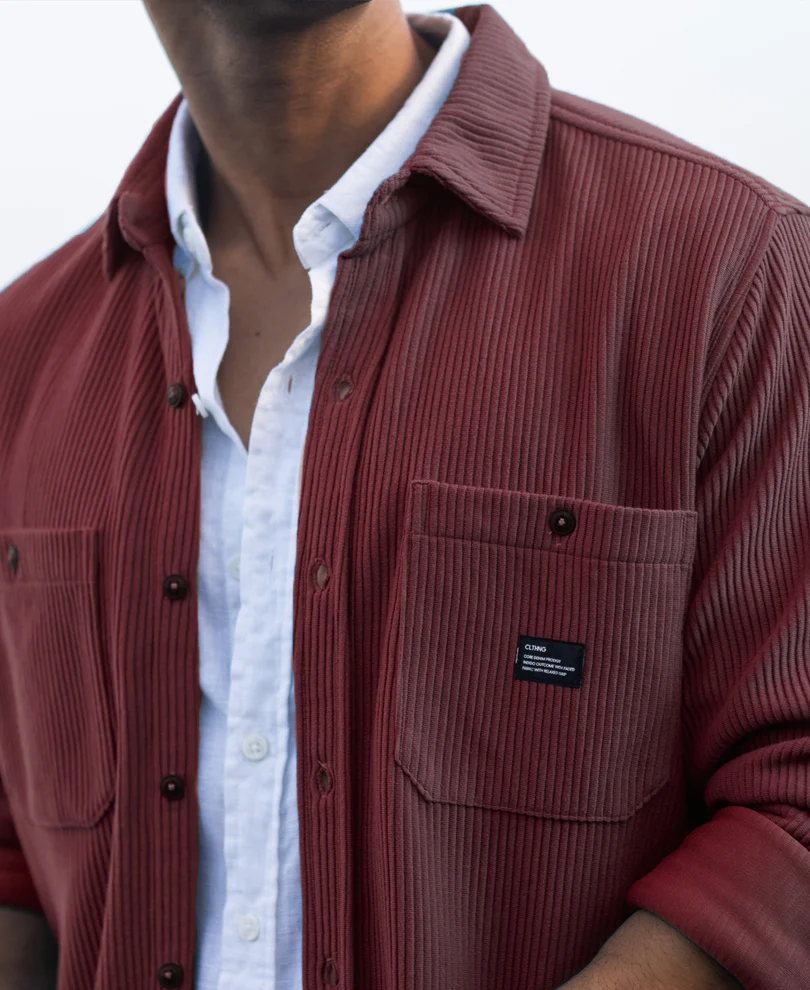 Wine Structured Knit Shirt With Pockets - Image 4