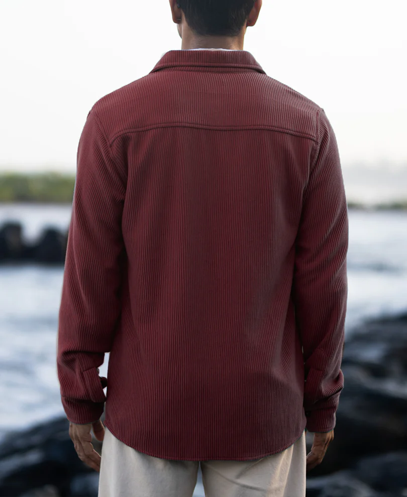 Wine Structured Knit Shirt With Pockets - Image 5