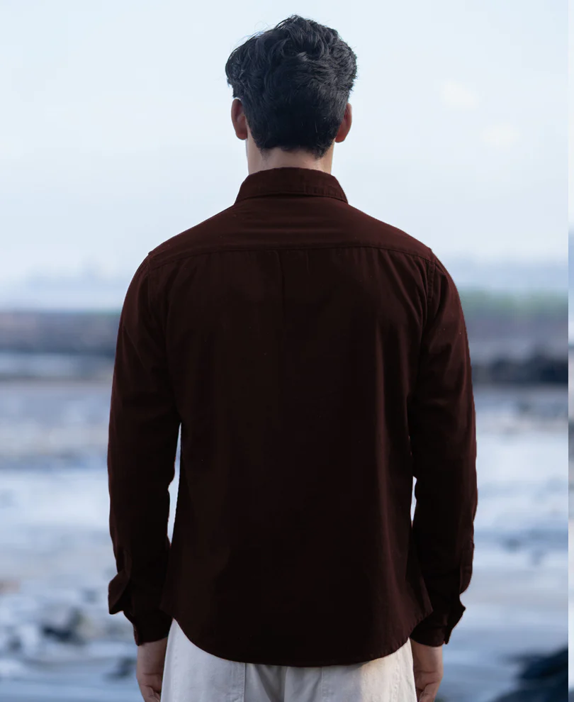 Wine Structured Overshirt With Pockets 100% Cotton - Image 5