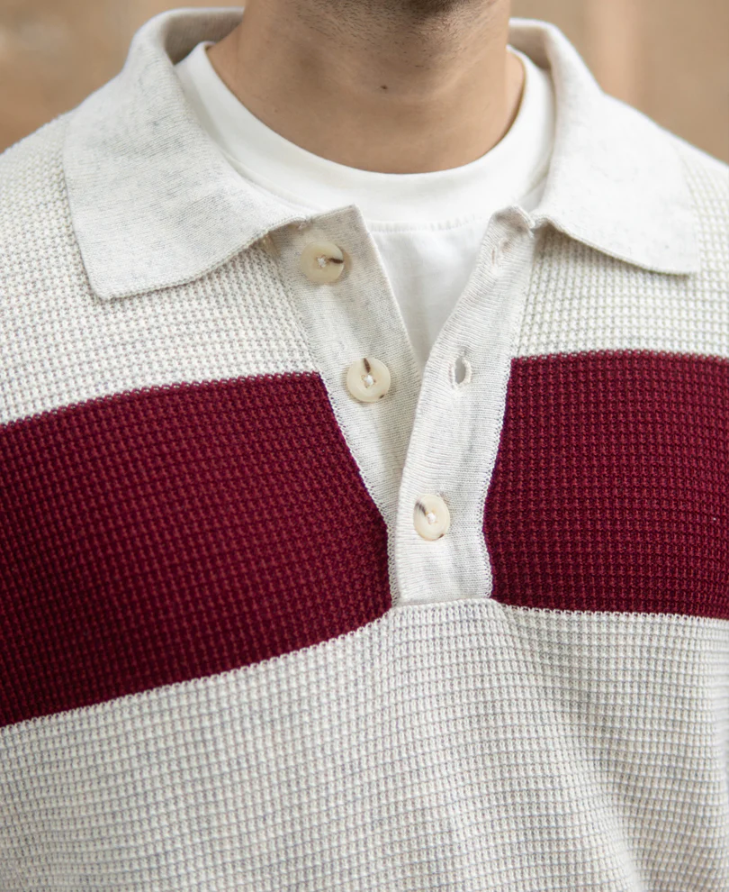 Wine Structured Stripe T-Shirt 100% Cotton - Image 3