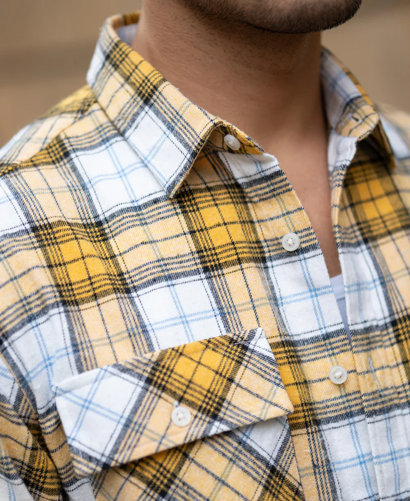 Yellow Checks Double Pocket Shirt - Image 3