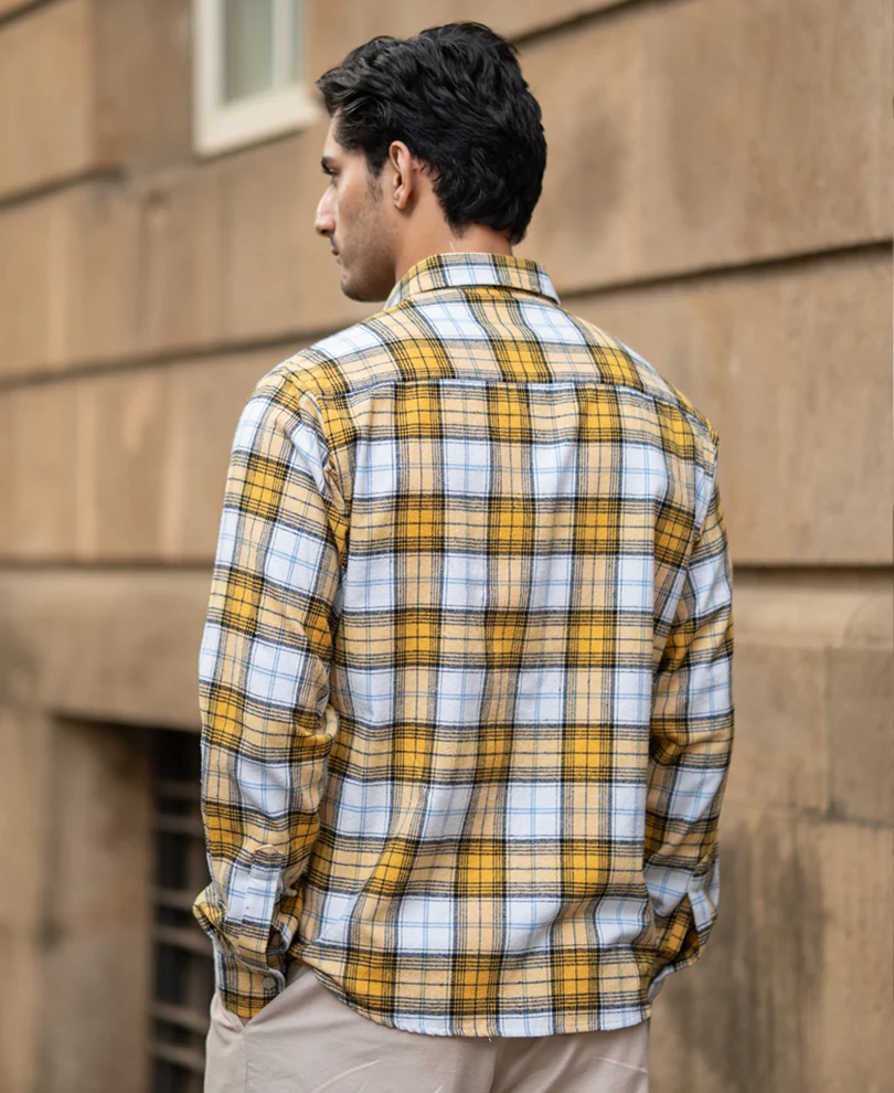 Yellow Checks Double Pocket Shirt - Image 5