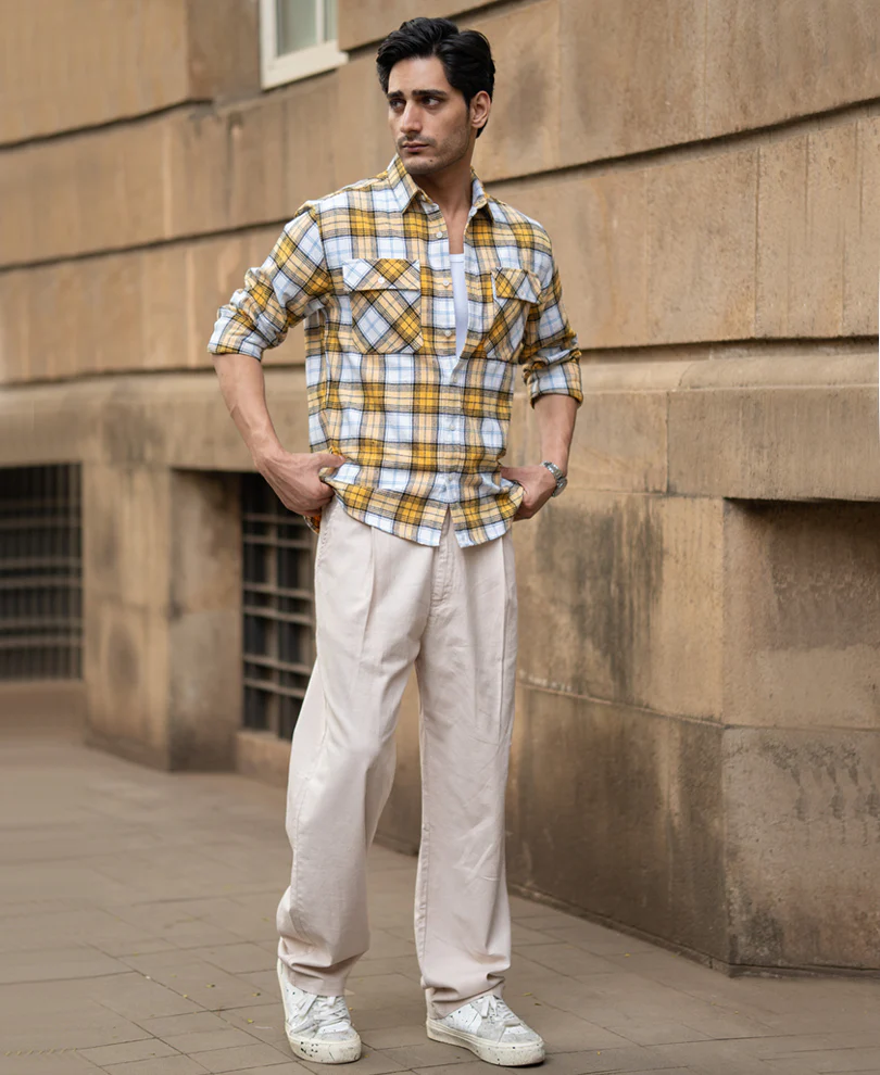 Yellow Checks Double Pocket Shirt - Image 6