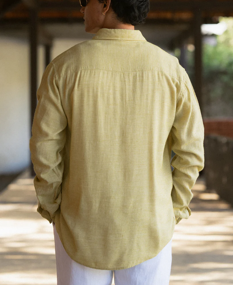 Yellow Linen Blend Structured Shirt - Image 6