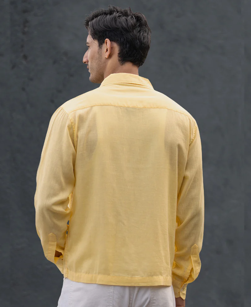 Yellow Linen Double Pocket Shirt - Image 5