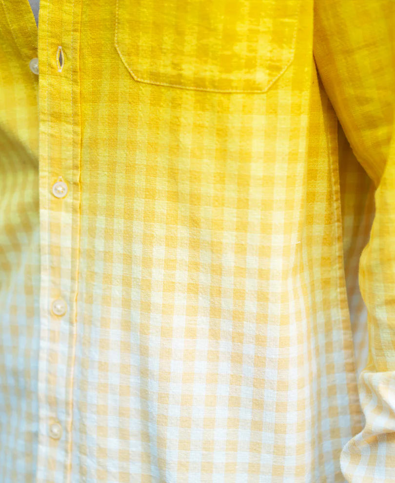 Yellow Ombre Checks Shirt 100% Cotton - Image 6