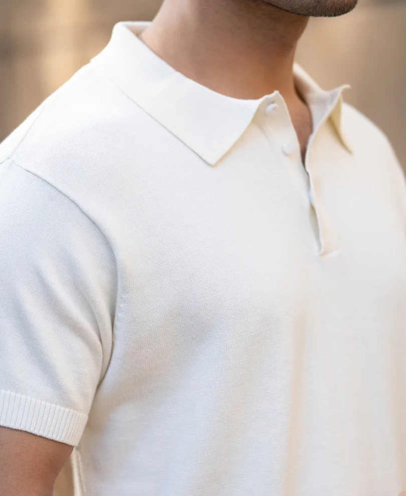 Yellow Ombre Knit Polo T-Shirt 100% Cotton - Image 4