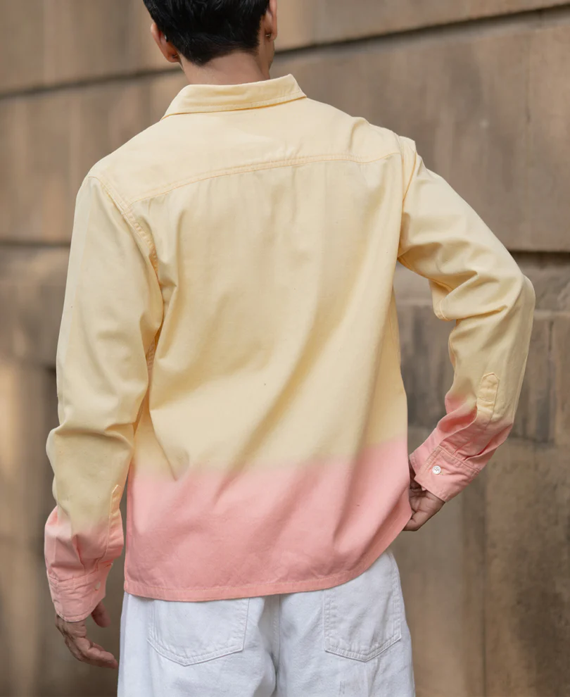 Yellow Ombre Structured Shirt 100% Cotton - Image 6