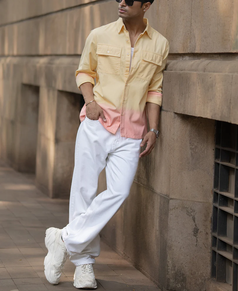 Yellow Ombre Structured Shirt 100% Cotton - Image 7