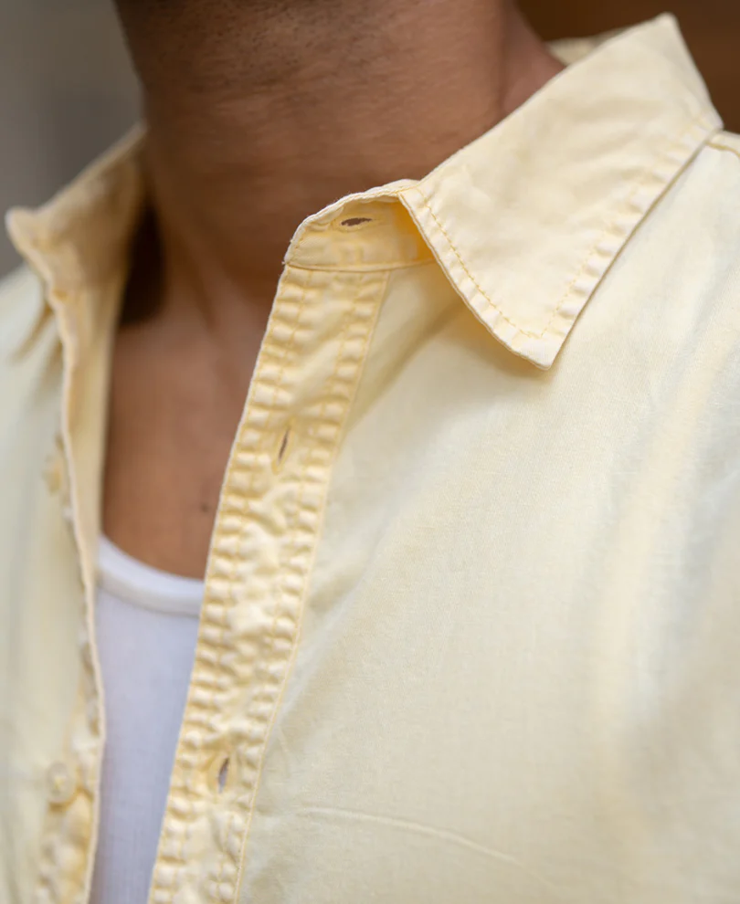 Yellow Overdyed Structure Shirt 100% Cotton - Image 4