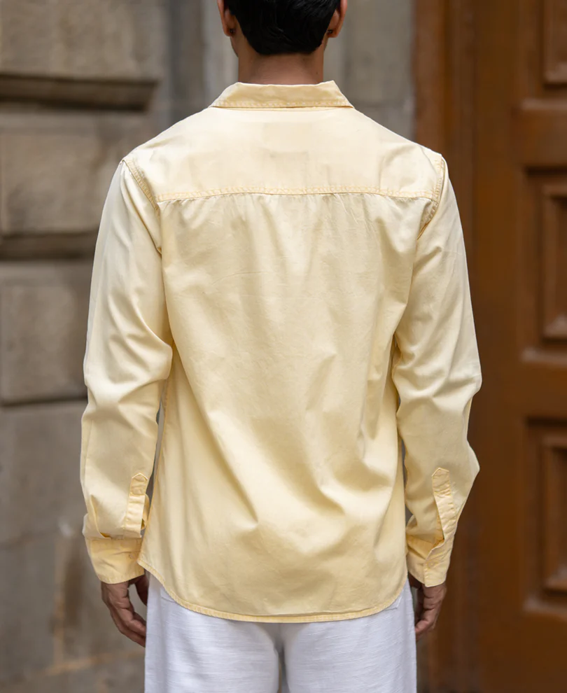 Yellow Overdyed Structure Shirt 100% Cotton - Image 6