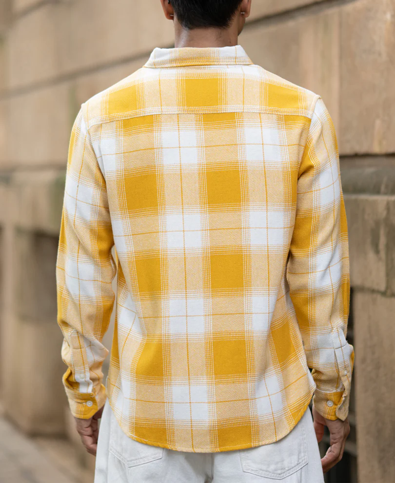 Yellow Structured Checks Buttondown Shirt - Image 5